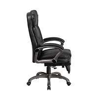 Emma+Oliver High Back Leather Executive Reclining Swivel Office Chair With Outer Lumbar Cushion And Arms