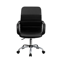 Emma+Oliver Mid-Back Leather And Mesh Swivel Task Office Chair With Arms