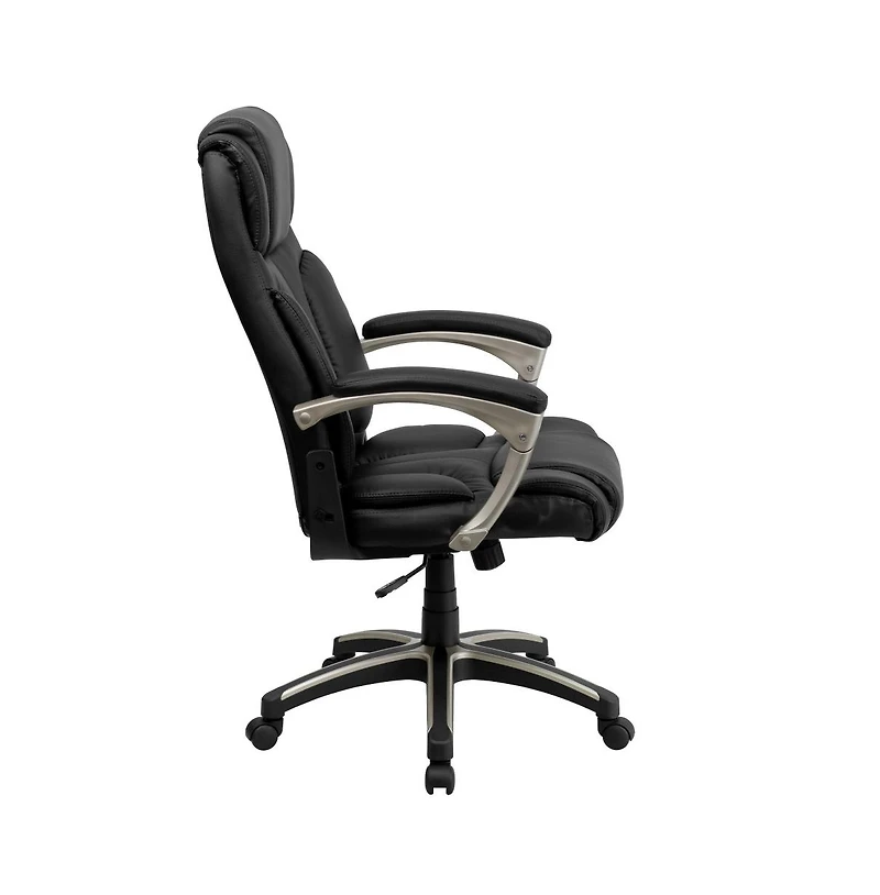 Emma+Oliver High Back Folding Leather Executive Swivel Office Chair With Arms