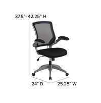 Emma+Oliver Mid-Back Mesh Swivel Ergonomic Task Office Chair With Gray Frame & Flip-Up Arms