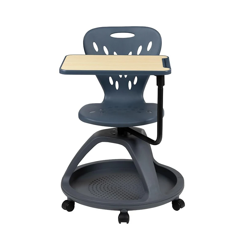 Mobile Desk Chair - 360° Tablet Rotation And Storage Cubby