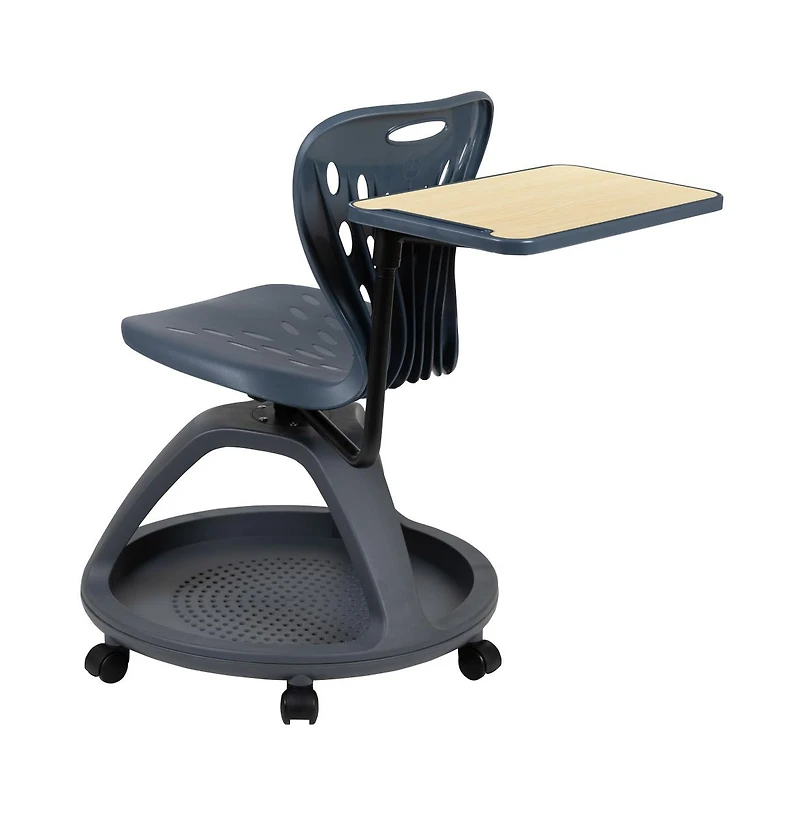 Mobile Desk Chair - 360° Tablet Rotation And Storage Cubby