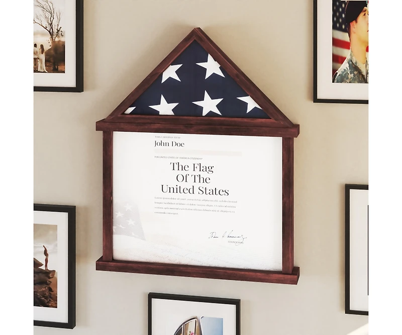 Merrick Lane Hughes Flag Display Case With Certificate Holder