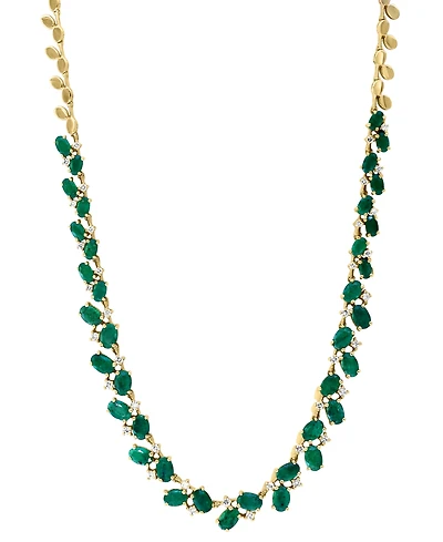 Effy Emerald (13-1/5 ct. t.w.) & Diamond (1 ct. t.w.) Vine 18" Collar Necklace in 14k Gold