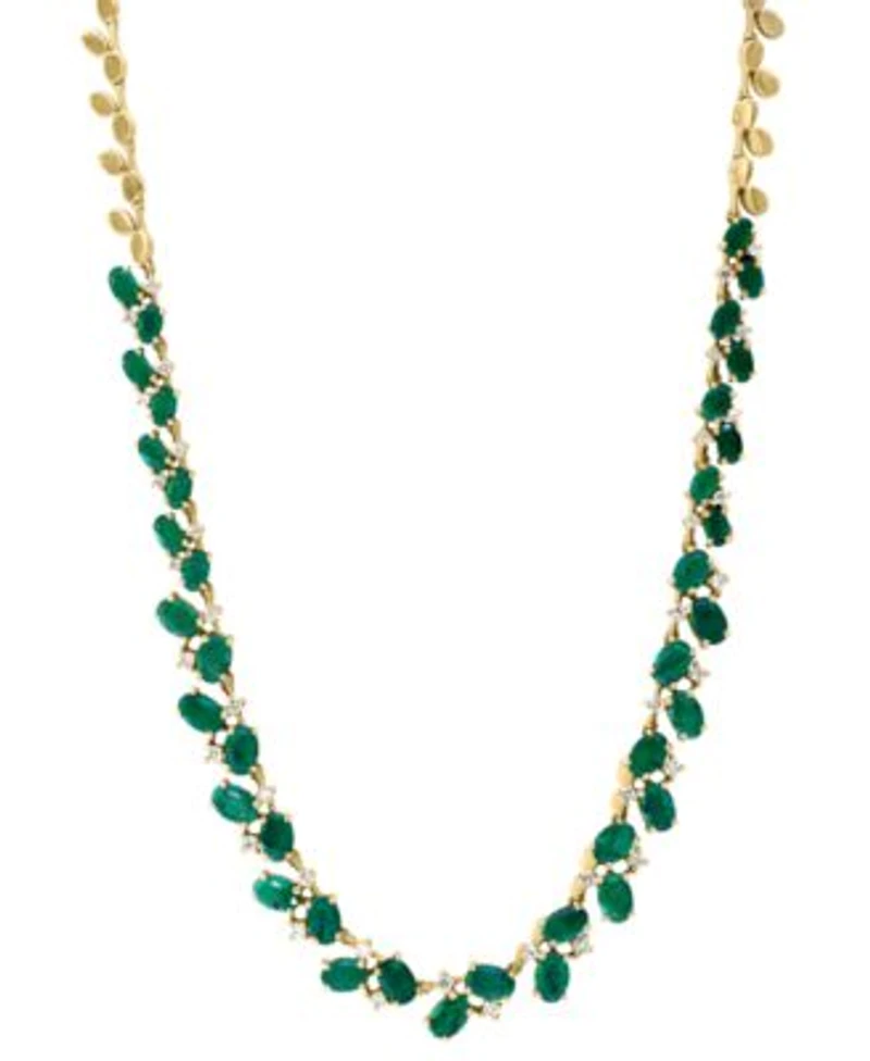 Effy Emerald Diamond Vine Collar Necklace Statement Earrings Oval Cluster Bangle Bracelet Ring In 14k Gold