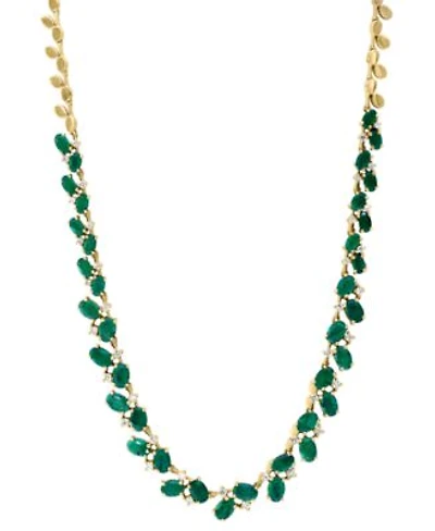 Effy Emerald Diamond Vine Collar Necklace Statement Earrings Oval Cluster Bangle Bracelet Ring In 14k Gold