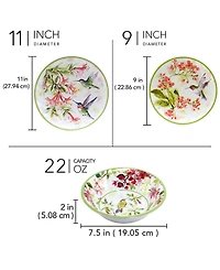 Certified International Hummingbirds 12 Pc Dinnerware Set, Service For 4