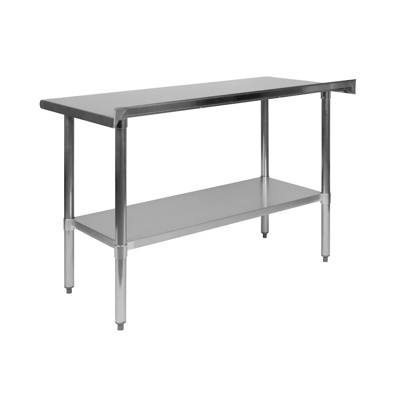 Stainless Steel 18 Gauge Prep And Work Table With Backsplash And Shelf