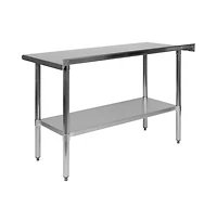 Stainless Steel 18 Gauge Prep And Work Table With Backsplash And Shelf