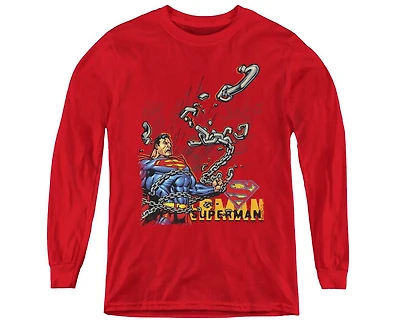 Superman Boys Youth Breaking Chains Long Sleeve Sweatshirts