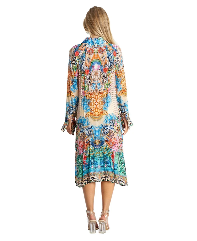 La Moda Clothing Women's Maxi Buttoned Overshirt
