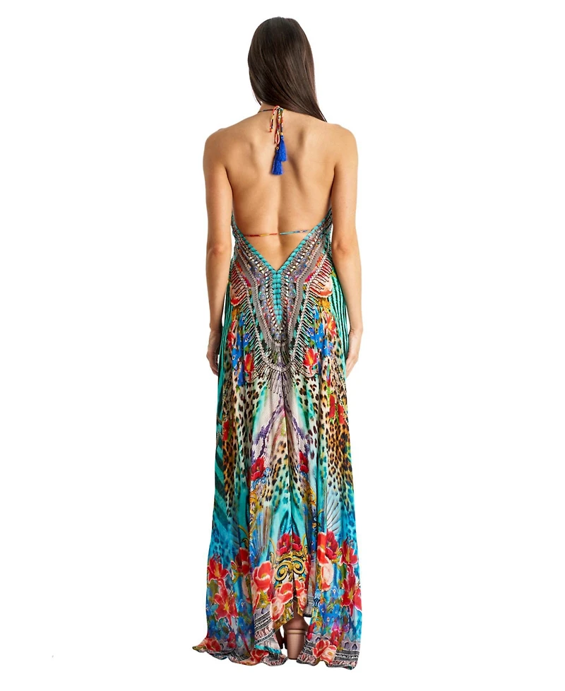 La Moda Clothing Women's Maxi Halterneck Dress