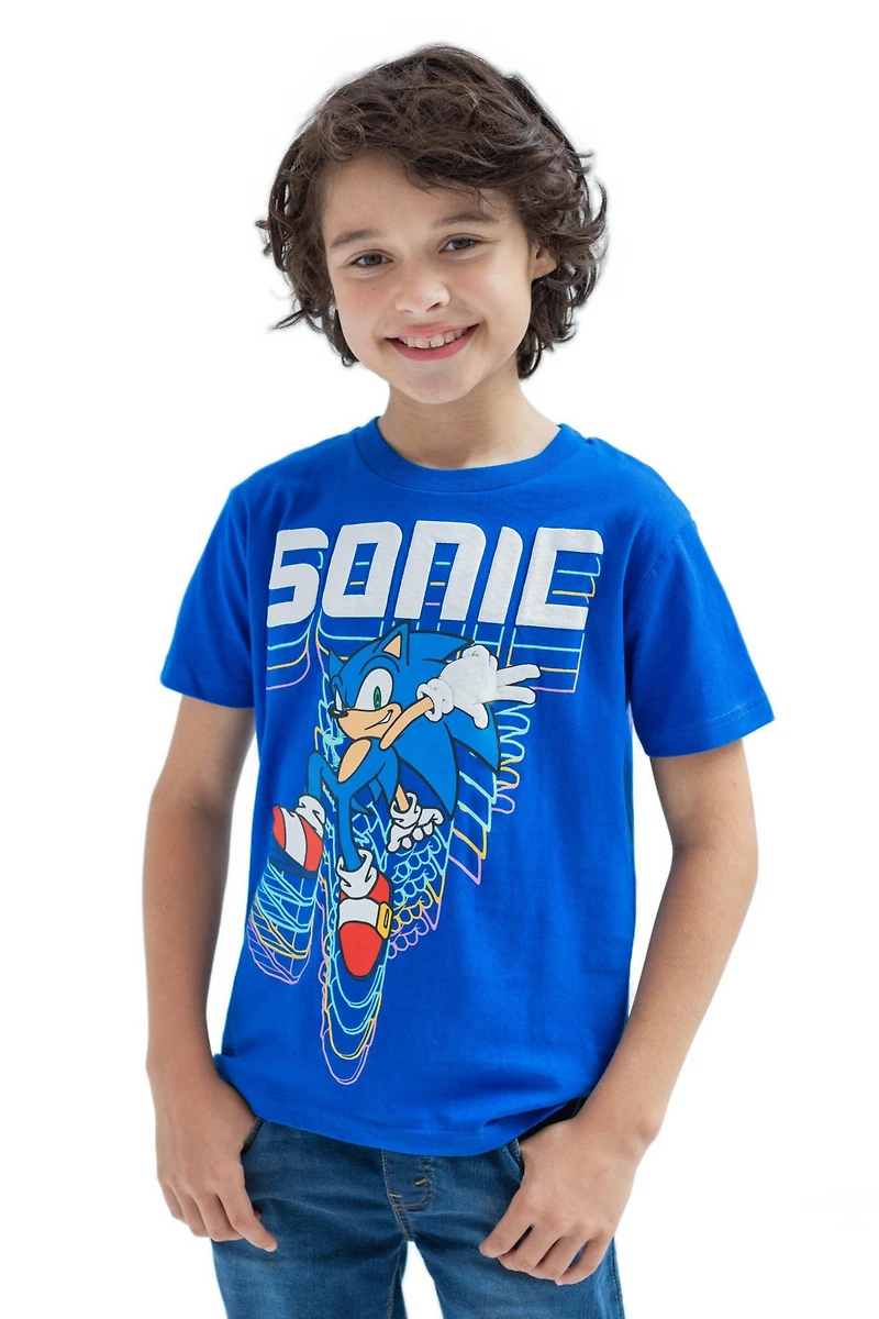 Sega Toddler Boys Tails Sonic The Hedgehog Knuckles Shadow 3 Pack Graphic T-Shirts to