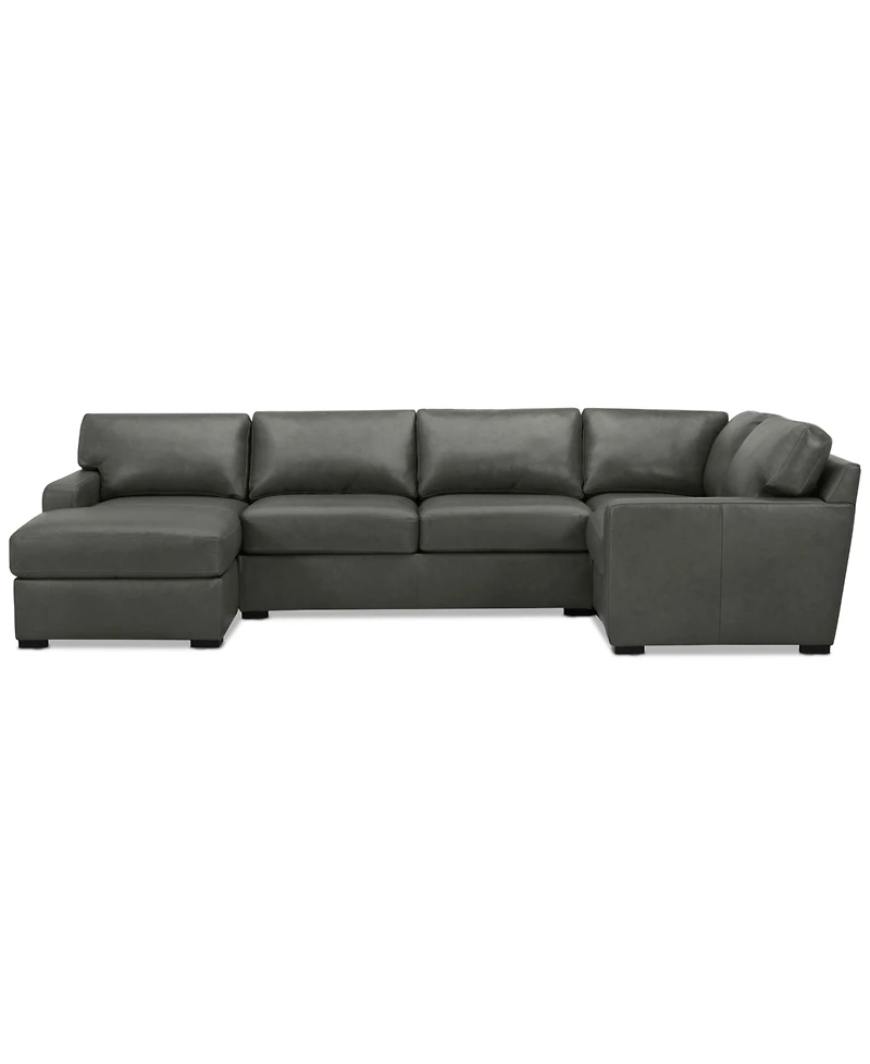 Radley 136" 4-Pc. Leather Square Corner Modular Chaise Sectional, Created for Macy's