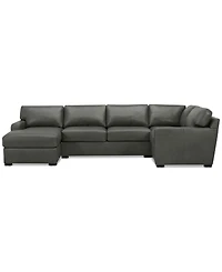 Radley 136" 4-Pc. Leather Square Corner Modular Chaise Sectional, Created for Macy's