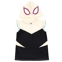 Marvel Girls Spider-Man Spider-Gwen Ghost Spider Hooded Cosplay Tank Top and French Terry Shorts Outfit Set