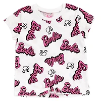 Barbie Girls French Terry T-Shirt and Active Retro Dolphin Shorts Outfit Set