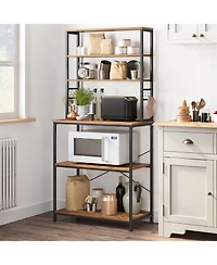 Slickblue 6-tier Industrial Baker's Rack Microwave Oven Stand With 6 Hooks And Metal Frame