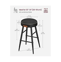 Counter Stools Set Of 2, Kitchen Stools, Breakfast Synthetic Leather With Stitching