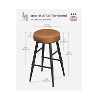 Counter Stools Set Of 2, Kitchen Stools, Breakfast Synthetic Leather With Stitching
