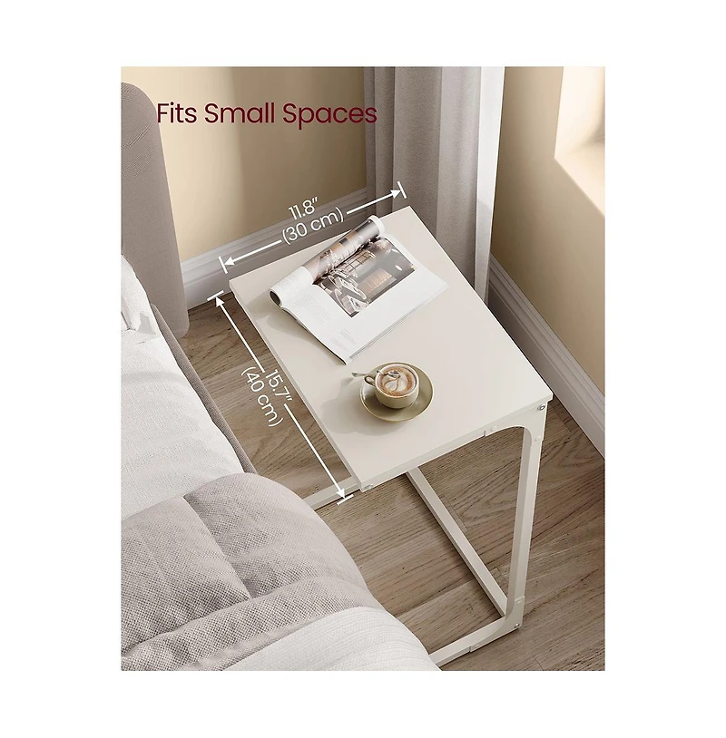Industrial C-shaped Side Table With Metal Frame