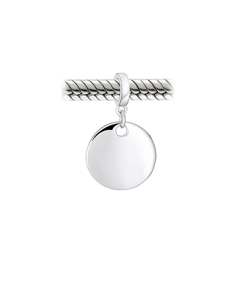Bling Jewelry Initial Monogram Round Circle Disc Shape Dangle Bead Charm Sterling Silver European Bracelet