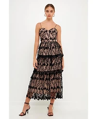 endless rose Women's Crochet Tiered Midi Dress