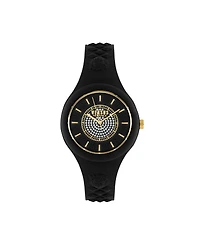 Versus Versace Women's Fire Island Crystal Quartz Black Silicone Strap 39mm