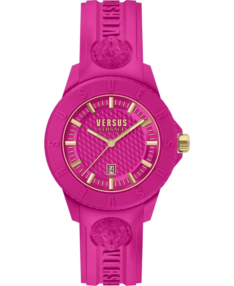 Versus Versace Men's Tokyo Silicone Date Quartz Pink Silicone Strap 42mm