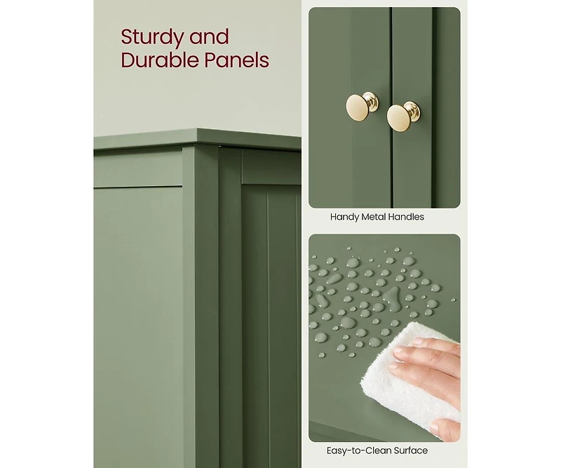 Floor Storage Cabinet for Bathroom with 2 Flexible Shelves and Closed Door
