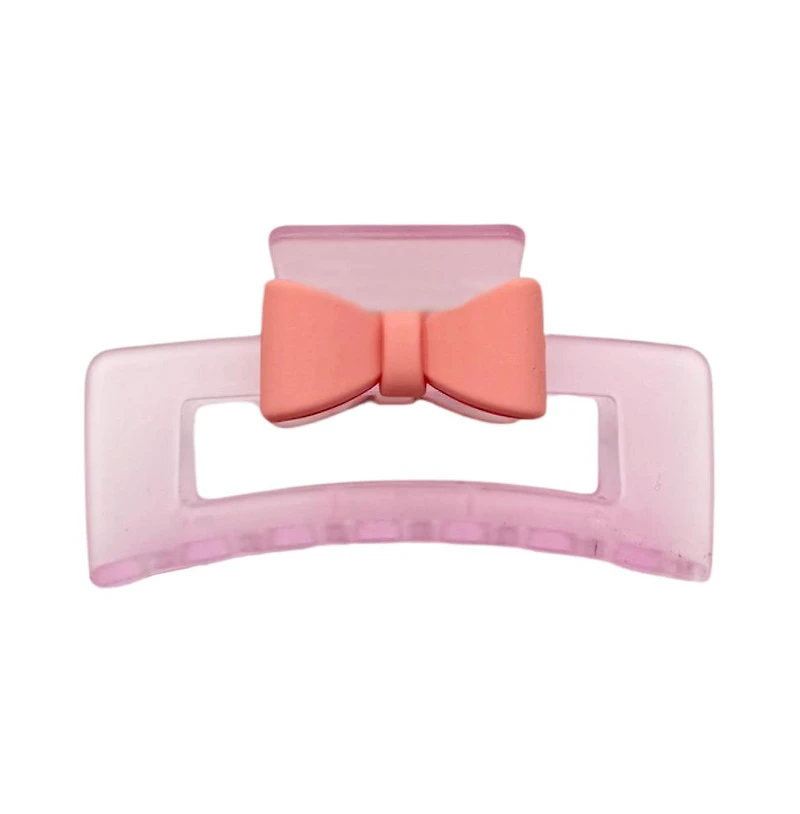 Medium Rectangle Clip - Frosted Pink Bow