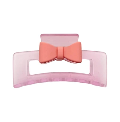 Medium Rectangle Clip - Frosted Pink Bow