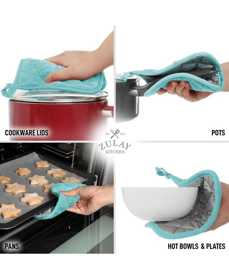 3-Pack Cotton Pot Holders for Kitchen - Heat Resistant, Machine Washable, & Comfortable Grip Oven Hot Pads