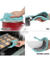 3-Pack Cotton Pot Holders for Kitchen - Heat Resistant, Machine Washable, & Comfortable Grip Oven Hot Pads