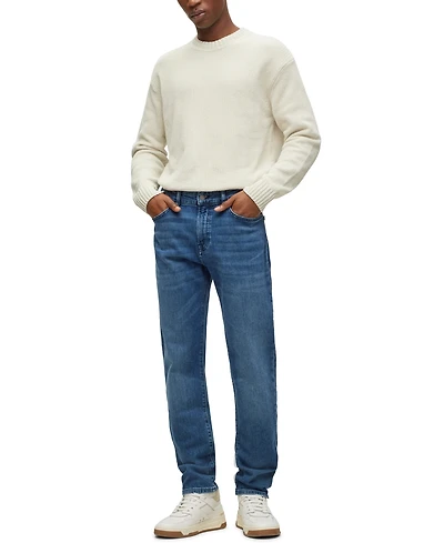 Boss by Hugo Men's Mid-Blue Comfort-Stretch Regular-Fit Jeans