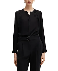 Boss by Hugo Women's Stretch-Silk Crepe De Chine Ruched-Neck Top