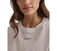 Dkny Sport Women's Cotton Stud Logo Knot-Front T-Shirt