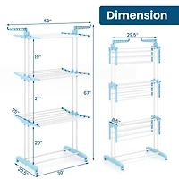 4-tier Folding Clothes Drying Rack with Rotatable Side Wings & Collapsible Shelves