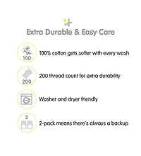 Breathable Baby Cotton Percale Pillowcase, For 13" x 18" Toddler Pillow