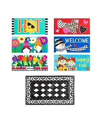 Evergreen 4-Season Sassafras Mats, Set of 6, Whimsical
