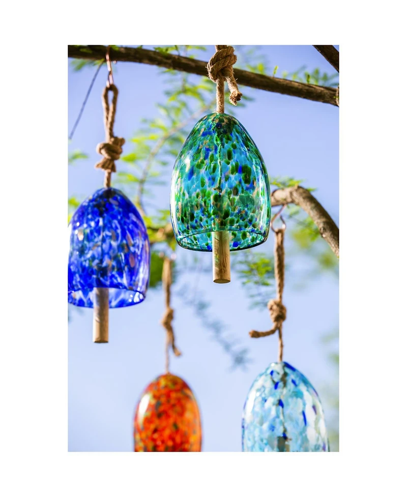 Evergreen Art Glass Speckle Turquoise Bell Chime