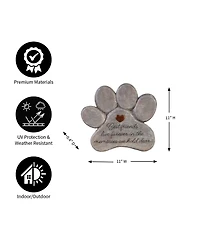 Evergreen 11" Paw Shaped Pet Memorial Garden Stone, Best Friends Live Forever