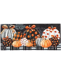 Evergreen Elegant Pattern Pumpkins Set of 2 Garden Flag and Sassafras Doormat Bundle Set
