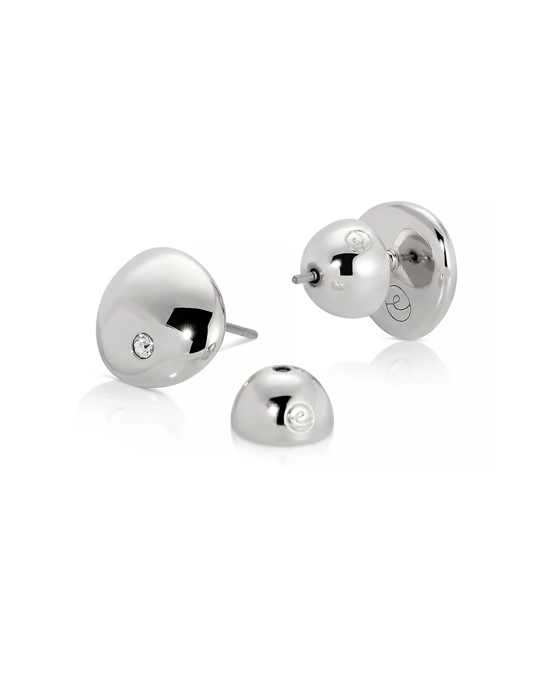 Ettika Polished Pebble Single Crystal Stud Earrings