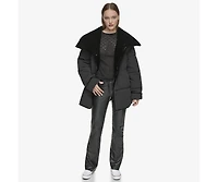 Andrew Marc Black Label Women's Krithia asymmetrical pinstripe wrap Coat