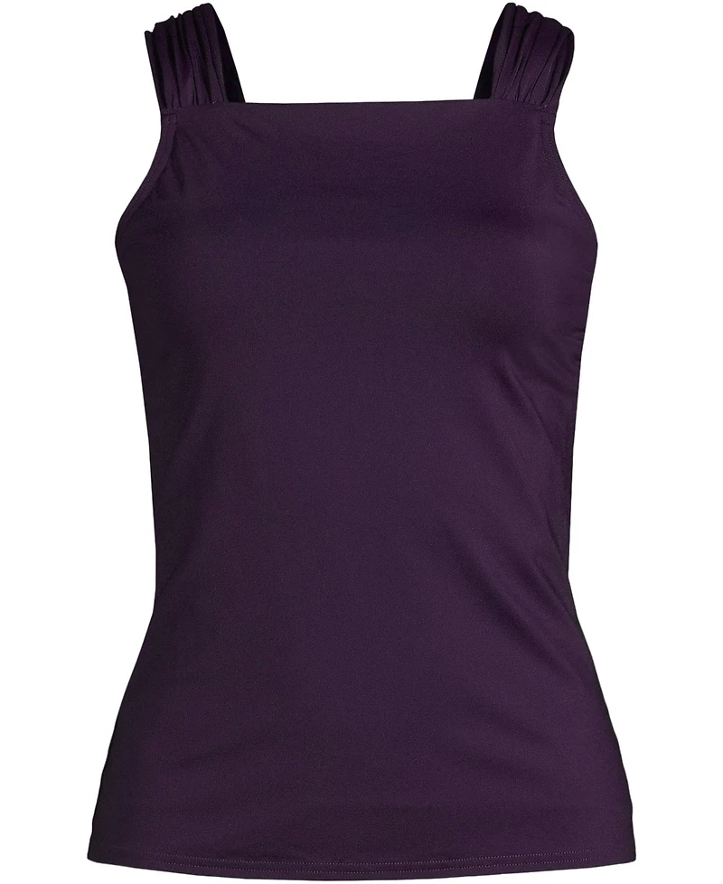 Lands' End Women's Cap Sleeve High Neck Tankini Swimsuit Top