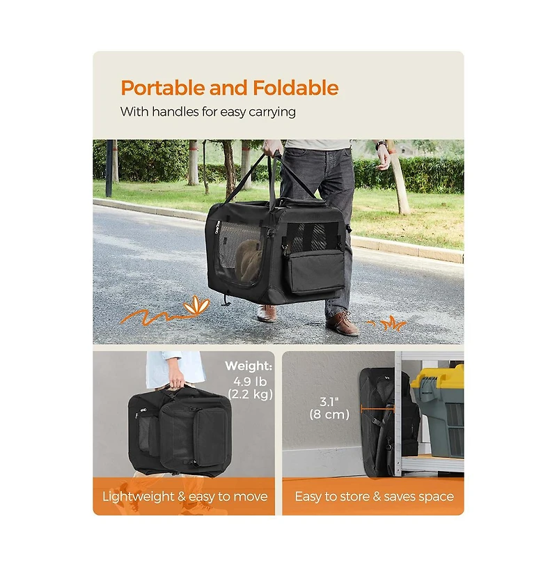 Travel Pet Carrier with Collapsible Design for Compact Storage and Transport