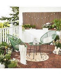 Slickblue 3-Piece Outdoor Seating Acapulco Chair, Modern Patio Furniture Set, Glass Top Table and 2 Chairs