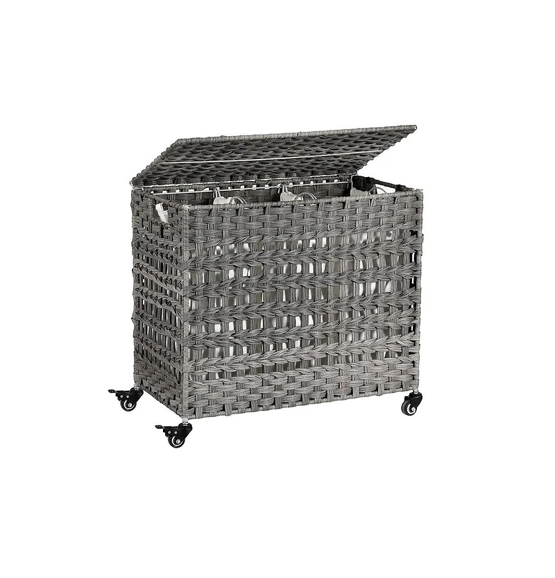 Slickblue Laundry Hamper With Wheels And 3 Removable Liner Bags