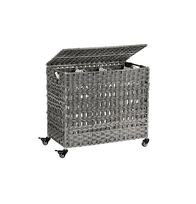 Slickblue Laundry Hamper With Wheels And 3 Removable Liner Bags